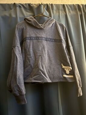 Under Armour Navy Blue Girls Cropped Hooded Sweatshirt with Logo